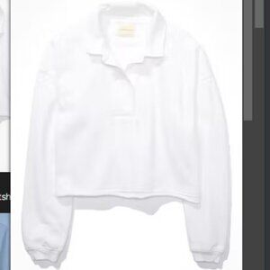 American Eagle New With Tag Pullover Long Sleeve Polo Crop Sweater - XS in White